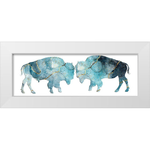 Abstract Buffalo 3 White Modern Wood Framed Art Print by Phillip, Jamie