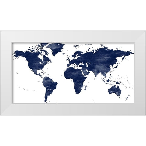 Navy Map White Modern Wood Framed Art Print by Phillip, Jamie