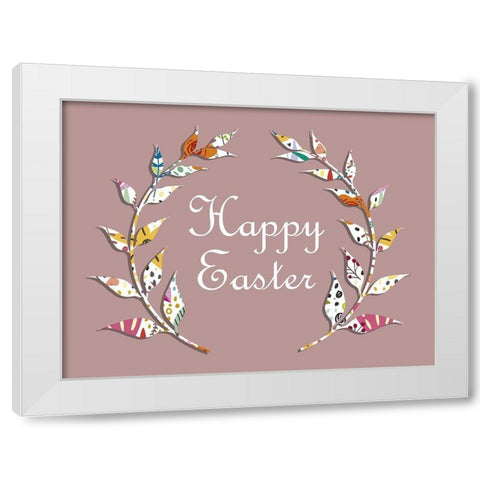 Happy Easter White Modern Wood Framed Art Print by Phillip, Jamie