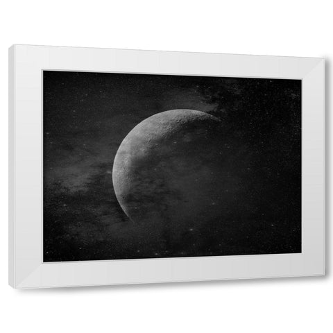 Moon White Modern Wood Framed Art Print by Phillip, Jamie