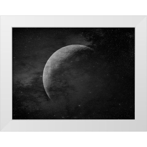 Moon White Modern Wood Framed Art Print by Phillip, Jamie