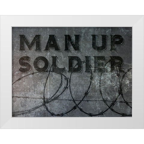 Man up White Modern Wood Framed Art Print by Phillip, Jamie