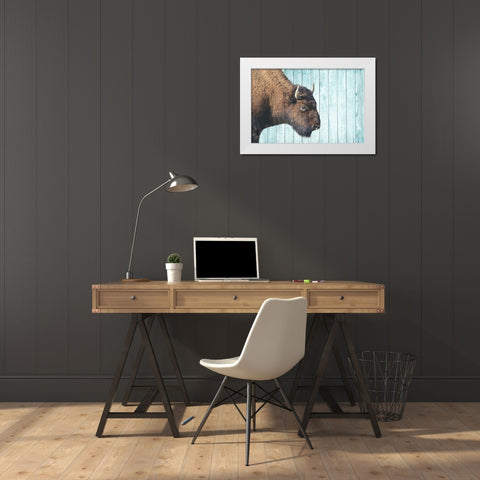 Bison Trail White Modern Wood Framed Art Print by Phillip, Jamie