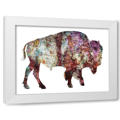 Rustic Bison White Modern Wood Framed Art Print by Phillip, Jamie