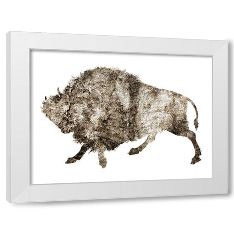 Rustic Bison 3 White Modern Wood Framed Art Print by Phillip, Jamie