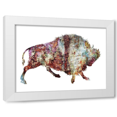Rustic Bison 4 White Modern Wood Framed Art Print by Phillip, Jamie