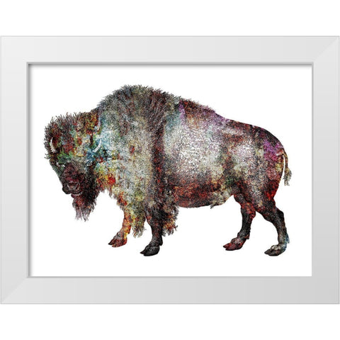 Rustic Bison 5 White Modern Wood Framed Art Print by Phillip, Jamie
