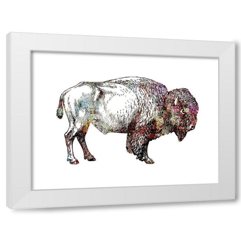 Rustic Bison 5 White Modern Wood Framed Art Print by Phillip, Jamie