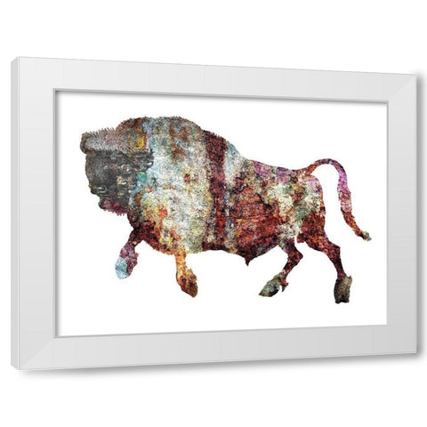 Rustic Bison 6 White Modern Wood Framed Art Print by Phillip, Jamie