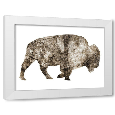 Rustic Bison 8 White Modern Wood Framed Art Print by Phillip, Jamie