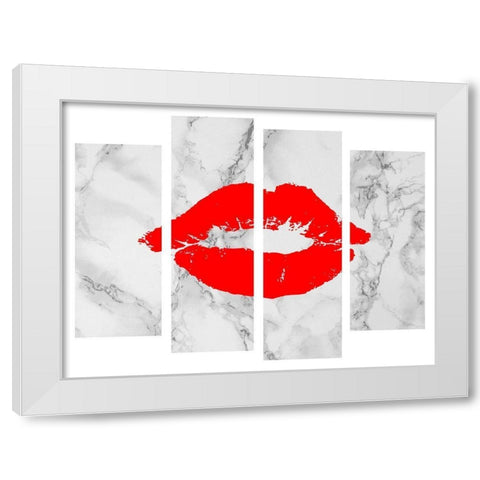 Red Lips White Modern Wood Framed Art Print by Phillip, Jamie