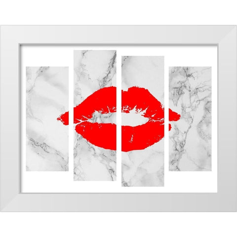 Red Lips White Modern Wood Framed Art Print by Phillip, Jamie