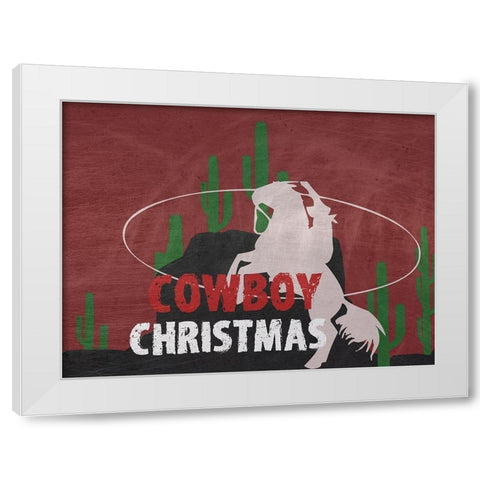 Cowboy Christmas White Modern Wood Framed Art Print by Phillip, Jamie