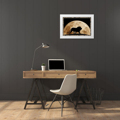 Lion White Modern Wood Framed Art Print by Phillip, Jamie