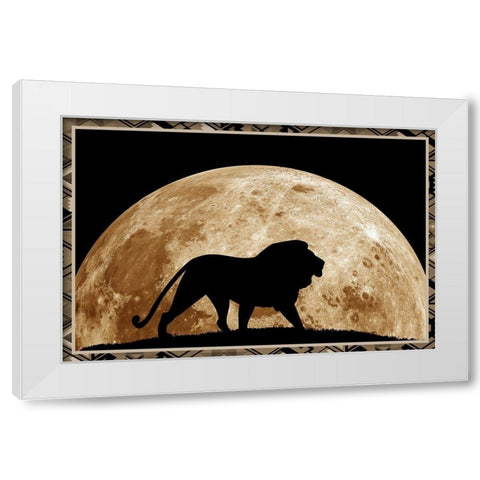 Lion White Modern Wood Framed Art Print by Phillip, Jamie