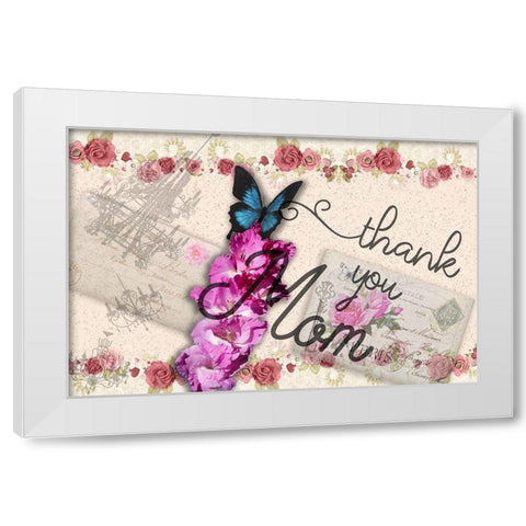 Thanks Mom White Modern Wood Framed Art Print by Phillip, Jamie