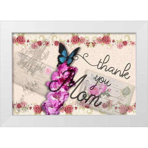 Thanks Mom White Modern Wood Framed Art Print by Phillip, Jamie
