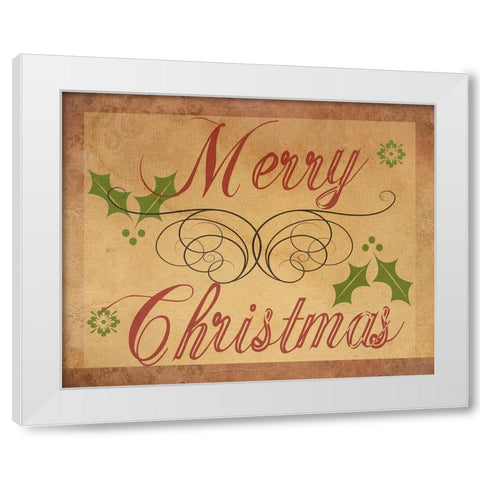 Merry Christmas White Modern Wood Framed Art Print by Phillip, Jamie