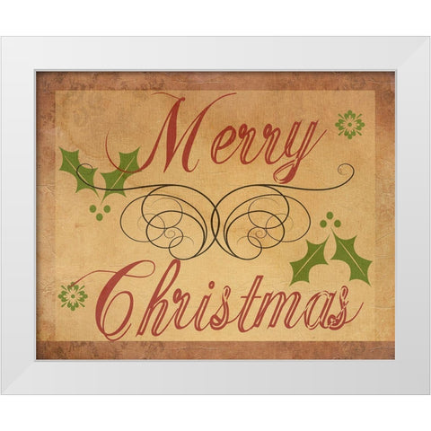 Merry Christmas White Modern Wood Framed Art Print by Phillip, Jamie