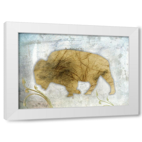 Bison Season White Modern Wood Framed Art Print by Phillip, Jamie