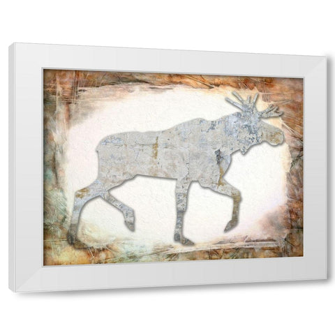 Moose White Modern Wood Framed Art Print by Phillip, Jamie