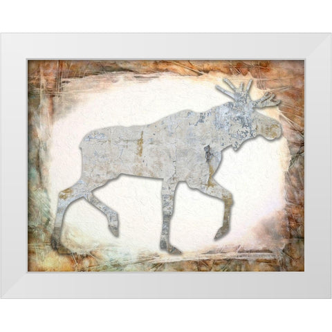 Moose White Modern Wood Framed Art Print by Phillip, Jamie