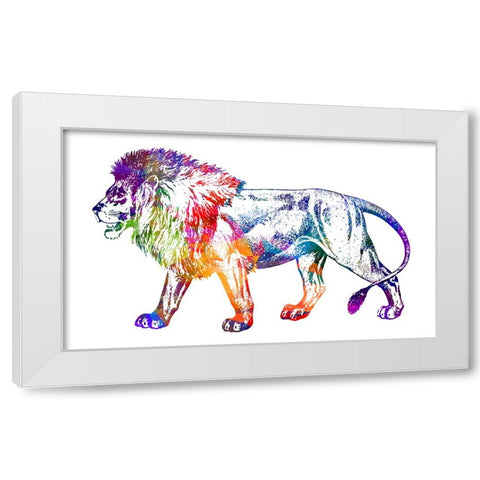 Lion White Modern Wood Framed Art Print by Phillip, Jamie