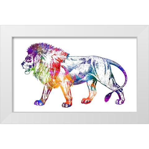 Lion White Modern Wood Framed Art Print by Phillip, Jamie