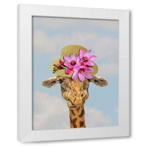 Giraffe Floral 2 White Modern Wood Framed Art Print by Phillip, Jamie