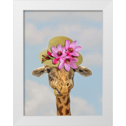 Giraffe Floral 2 White Modern Wood Framed Art Print by Phillip, Jamie