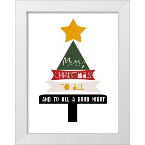 Merry Christmas White Modern Wood Framed Art Print by Phillip, Jamie