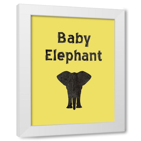 Elephant White Modern Wood Framed Art Print by Phillip, Jamie