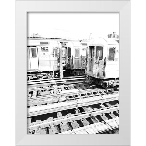 Trains NY White Modern Wood Framed Art Print by Phillip, Jamie