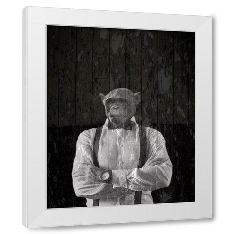 Street Monkey White Modern Wood Framed Art Print by Phillip, Jamie