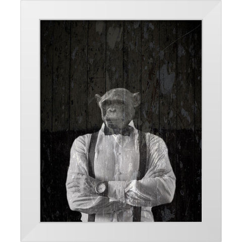 Street Monkey White Modern Wood Framed Art Print by Phillip, Jamie