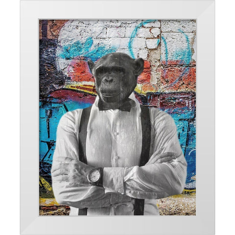 Street Monkey 2 White Modern Wood Framed Art Print by Phillip, Jamie