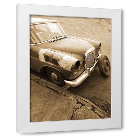 Vintage Benz Car 2 White Modern Wood Framed Art Print by Phillip, Jamie