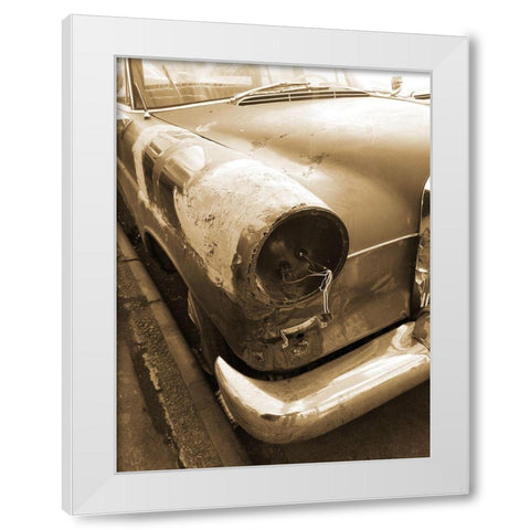Vintage Benz Car 3 White Modern Wood Framed Art Print by Phillip, Jamie