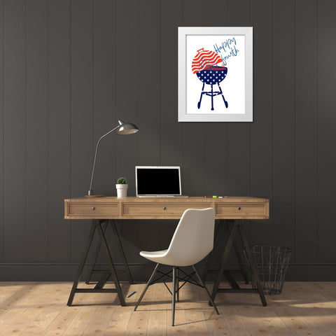 Grill On America White Modern Wood Framed Art Print by Phillip, Jamie