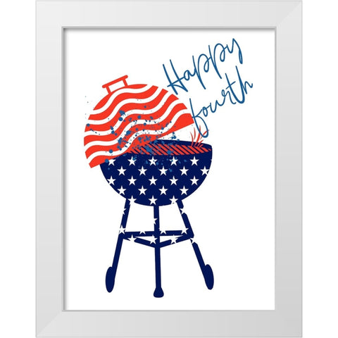 Grill On America White Modern Wood Framed Art Print by Phillip, Jamie
