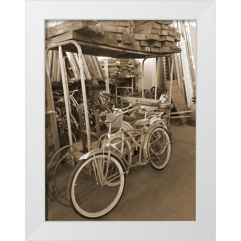 Sepia Bikes White Modern Wood Framed Art Print by Phillip, Jamie