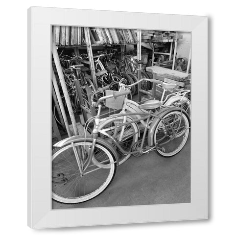 Bike Shop White Modern Wood Framed Art Print by Phillip, Jamie