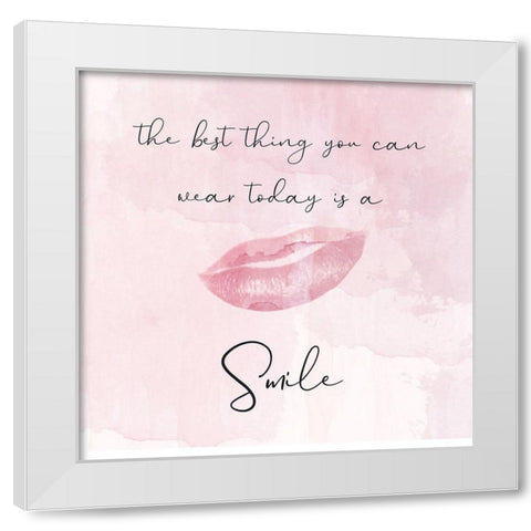 Pink Smile White Modern Wood Framed Art Print by Phillip, Jamie