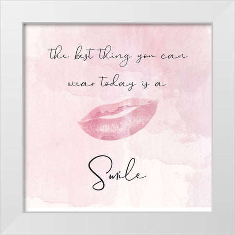 Pink Smile White Modern Wood Framed Art Print by Phillip, Jamie