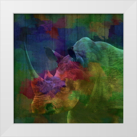 Rhino White Modern Wood Framed Art Print by Phillip, Jamie