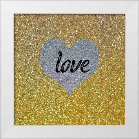 Love Gold 3 White Modern Wood Framed Art Print by Phillip, Jamie
