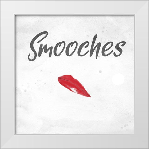 Smooches White Modern Wood Framed Art Print by Phillip, Jamie