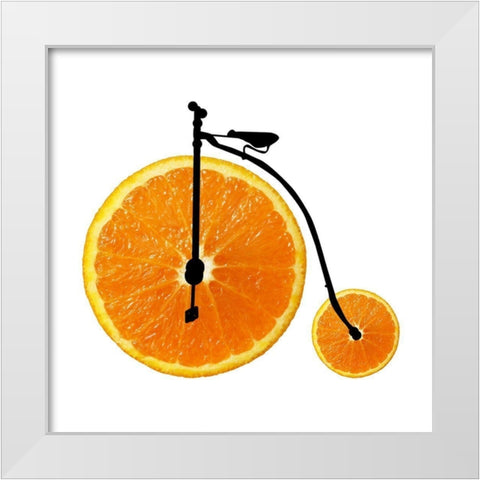 Orange Bike White Modern Wood Framed Art Print by Phillip, Jamie