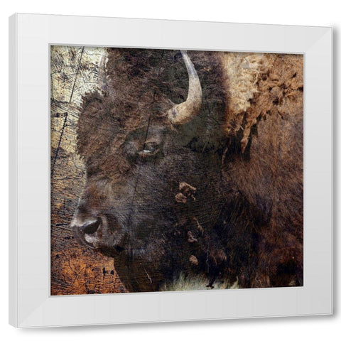 Mr.Buffalo White Modern Wood Framed Art Print by Phillip, Jamie