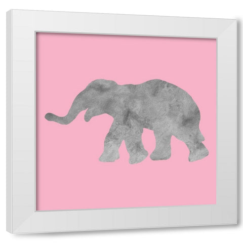 Baby Elephant White Modern Wood Framed Art Print by Phillip, Jamie